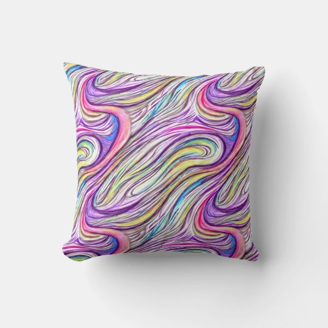 Pastel Swirlscape Throw Pillow (Front)