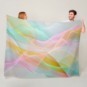 Pastel Symphony of Floating Sheer Ribbons Fleece Blanket