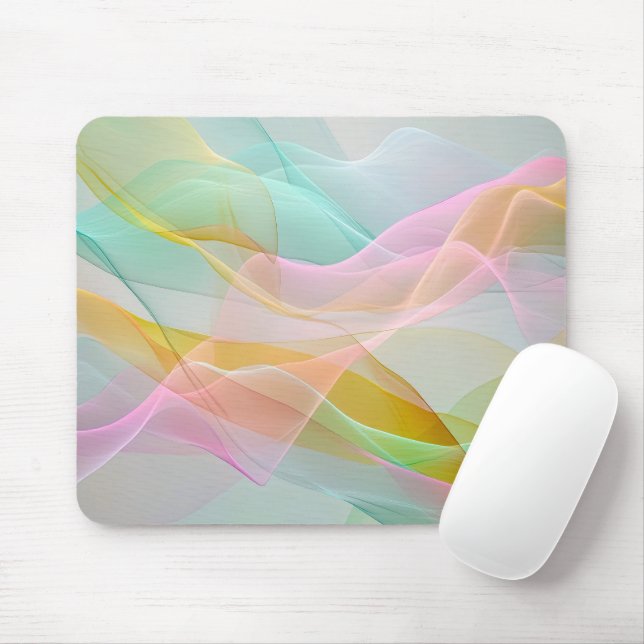 Pastel Symphony of Floating Sheer Ribbons Mouse Mat (With Mouse)