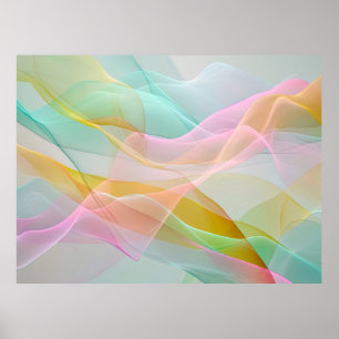 Pastel Symphony of Floating Sheer Ribbons Poster