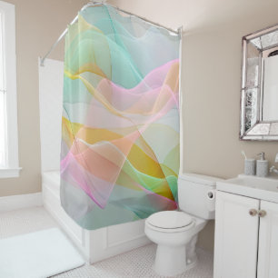 Pastel Symphony of Floating Sheer Ribbons Shower Curtain
