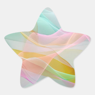Pastel Symphony of Floating Sheer Ribbons Star Sticker
