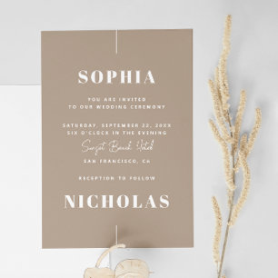 Pastel taupe Elegant minimalist wedding QR Code Invitation