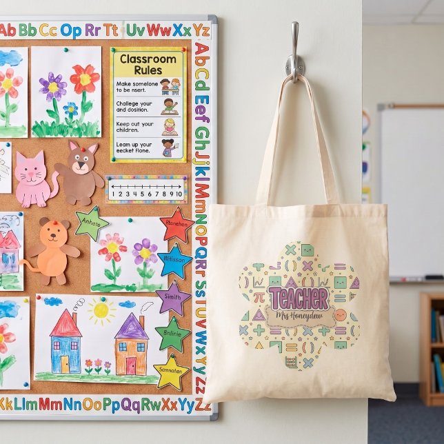 Pastel Teacher Appreciation Mathematics Pattern  Tote Bag (Creator Uploaded)