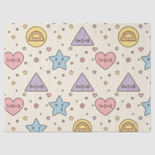 Pastel Teacher Math Shapes Pattern Tissue Paper
