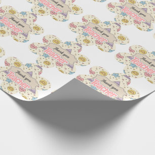 Pastel Teacher Math Shapes Pattern Wrapping Paper