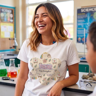 Pastel Teacher School Supplies Pattern T-Shirt