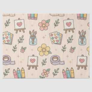 Pastel Teacher School Supplies Pattern Tissue Paper