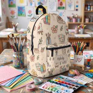 Pastel Teacher School Supply Printed Backpack