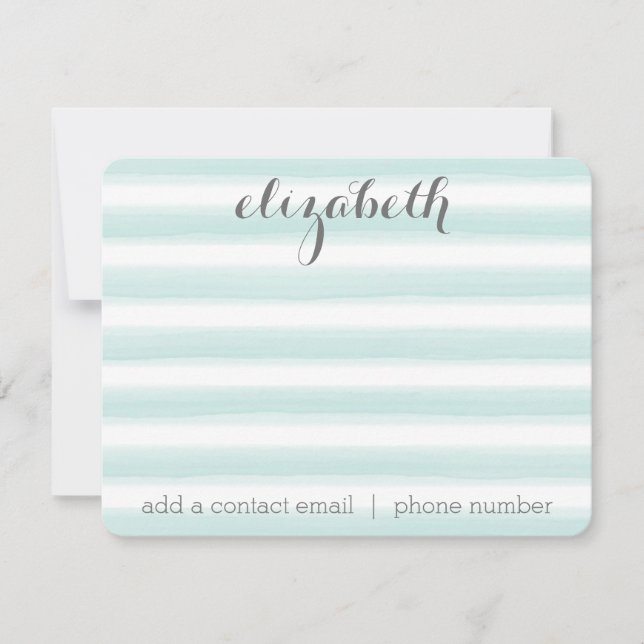 Pastel Teal and Grey Stationery Suite for Women Card (Front)