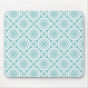 Pastel Teal and White Geometric Pattern Mouse Mat