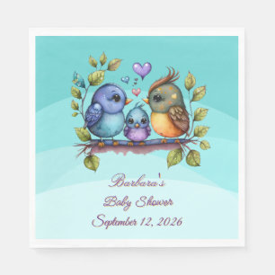 Pastel Teal Birds Napkin