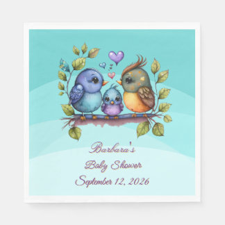 Pastel Teal Birds Napkin
