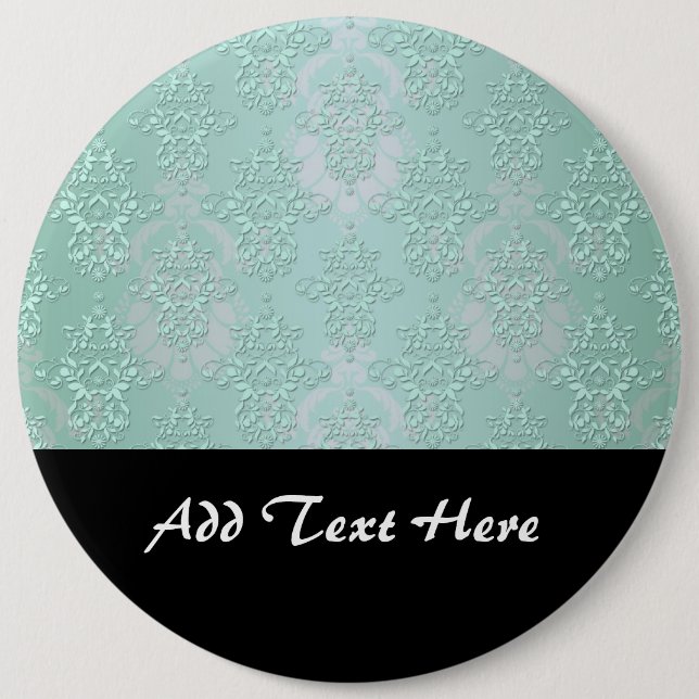 Pastel Teal Blue Green Damask 6 Cm Round Badge (Front)