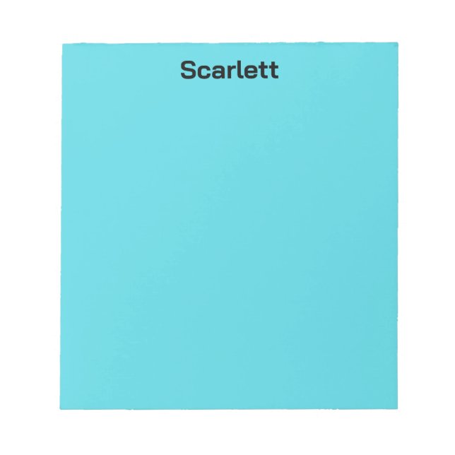 Pastel Teal Colour Personalised Name Desk  Notepad (Front)