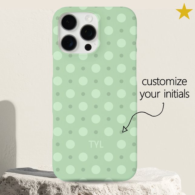 Pastel Teal Dots Pattern Custom Name Initial Case-Mate iPhone Case (Creator Uploaded)