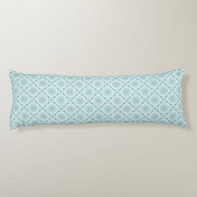 Pastel Teal Geometric Pattern Cool Circles Art Body Cushion (Back)