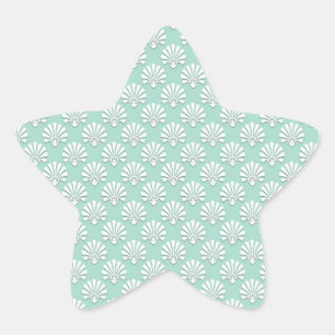 Pastel Teal Green and White Pattern Star Sticker