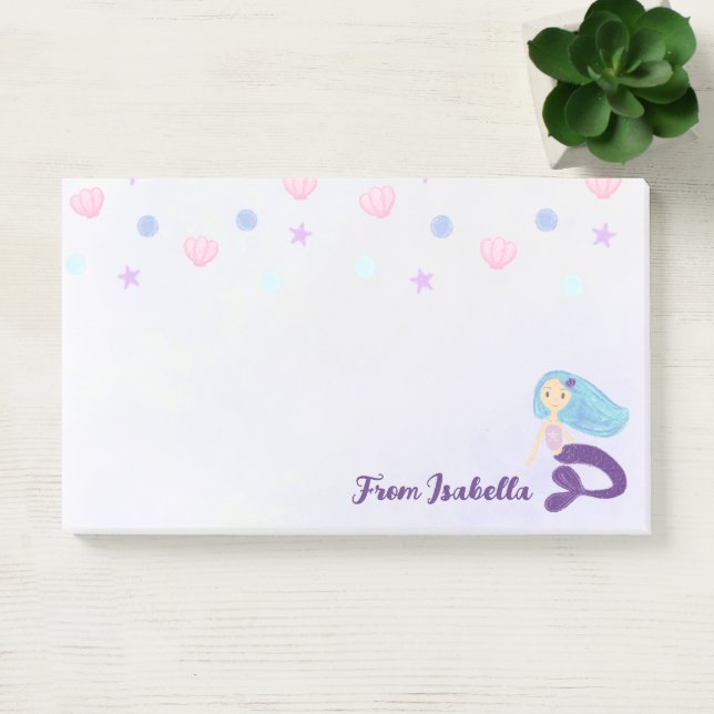 Pastel Teal & Purple Mermaid Princess Post-it Notes (Office)