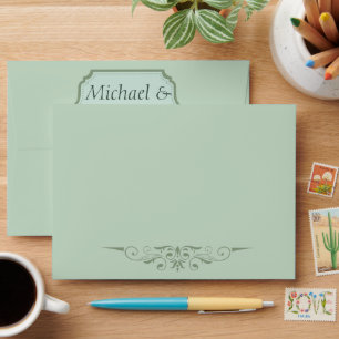 Pastel Teal White Flowers Wedding Card Envelope