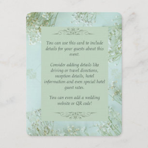Pastel Teal White Flowers Wedding Enclosure Card