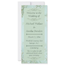 Pastel Teal White Flowers Wedding Program