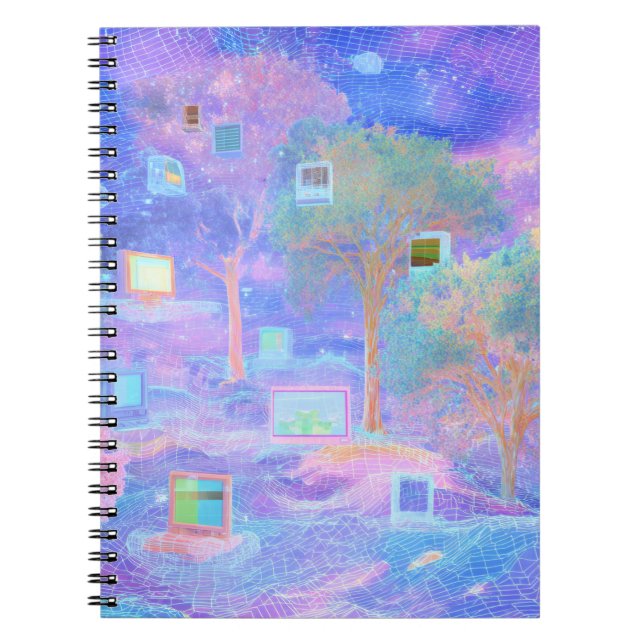 Pastel Techno Forest Dreamscape Notebook (Front)