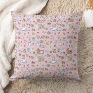 Pastel Teddy Bear Duck Nursery Pillow