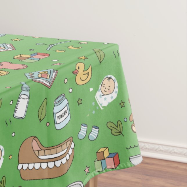 Pastel Teddy Bear Duck Seamless Tablecloth (In Situ)