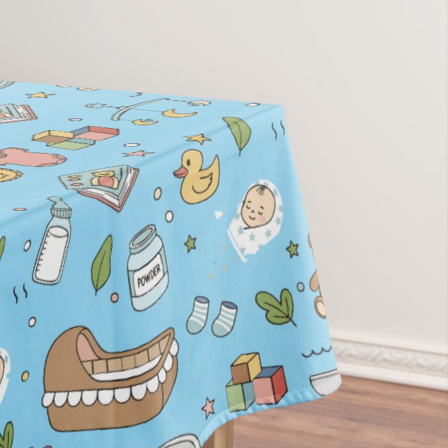Pastel Teddy Bear Duck Seamless Tablecloth (In Situ)