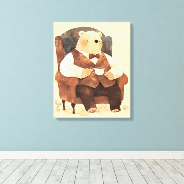 Pastel Teddy Bear Wall Art | Nursery Room Décor (Insitu(Wood Floor))