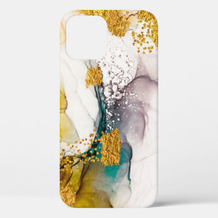 Pastel tenderness: golden swirls art. iPhone 12 case