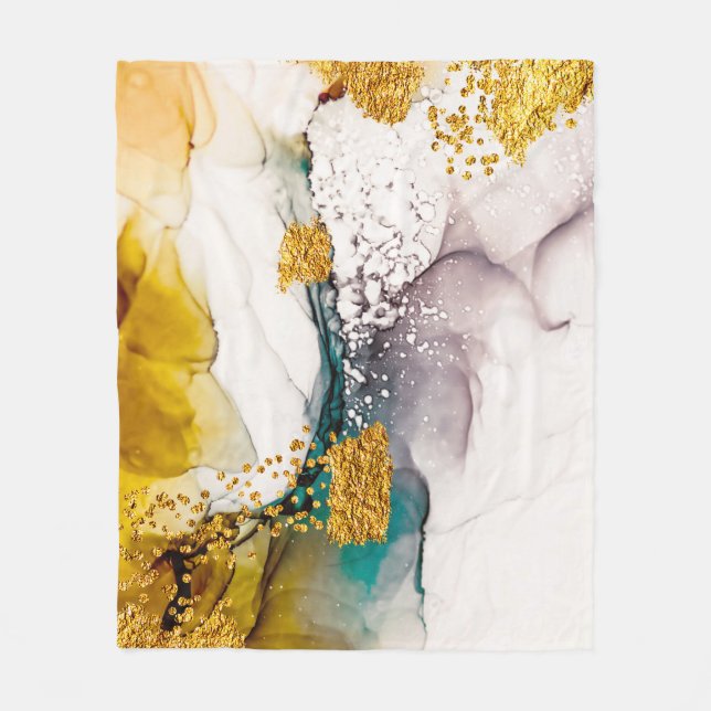 Pastel tenderness: golden swirls art. fleece blanket (Front)