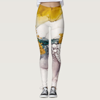 Pastel tenderness: golden swirls art. leggings