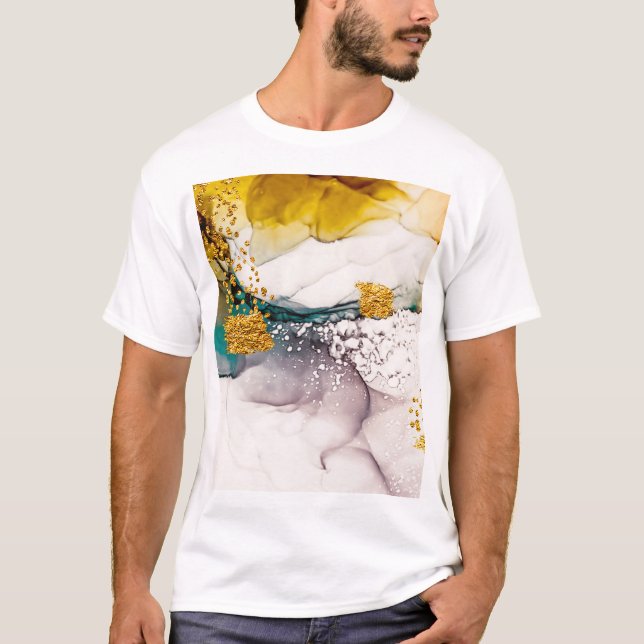 Pastel tenderness: golden swirls art. T-Shirt (Front)