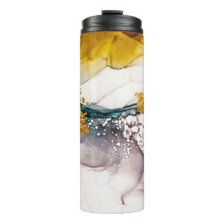 Pastel tenderness: golden swirls art. thermal tumbler