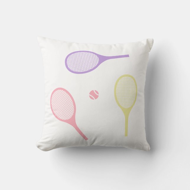 Pastel Tennis Rackets with Tennis Ball   Cushion (Front)