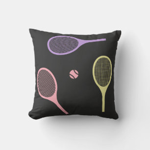 Pastel Tennis Rackets with Tennis Ball on Black  Cushion