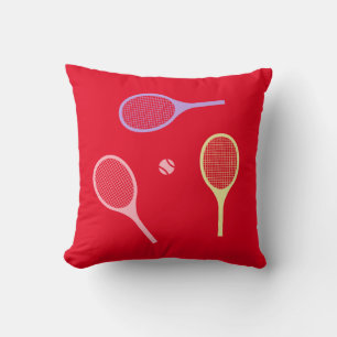 Pastel Tennis Rackets with Tennis Ball on Red Cushion
