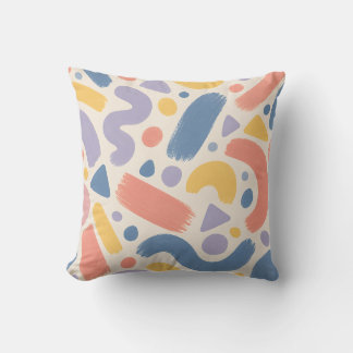 Pastel Terrazzo Brushstrokes and Playful Shapes Cushion
