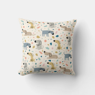 Pastel Terrazzo Funny Cute Dog Pattern Cushion