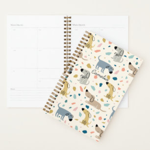 Pastel Terrazzo Funny Cute Dog Pattern Planner