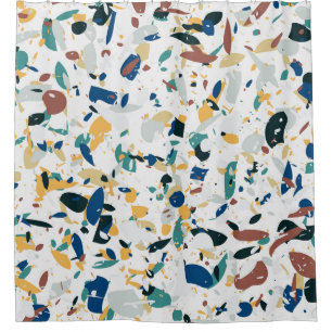 Pastel Terrazzo: Modern Abstract Pattern. Shower Curtain