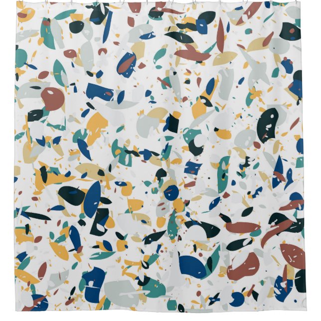 Pastel Terrazzo: Modern Abstract Pattern. Shower Curtain (Front)