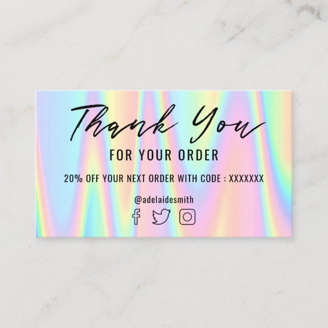 pastel thank you business card (Front)