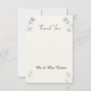 Pastel Thistle Scottish Wedding Thank You Card