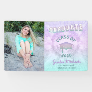 Pastel Tie Dye Graduate Photo Graduation Banner