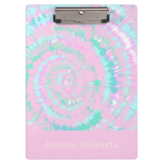 Pastel Tie Dye Pattern Personalised Cute Trendy Clipboard (Front)