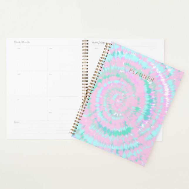 Pastel Tie Dye Pattern Pink Aqua Mint Green Planner (Display)