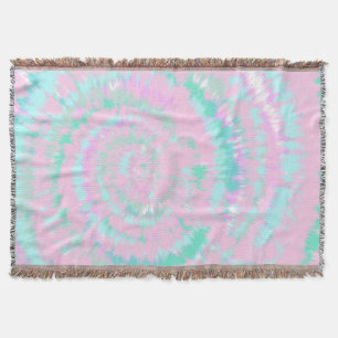 Pastel Tie Dye Pattern Pink Aqua Mint Green Throw Blanket